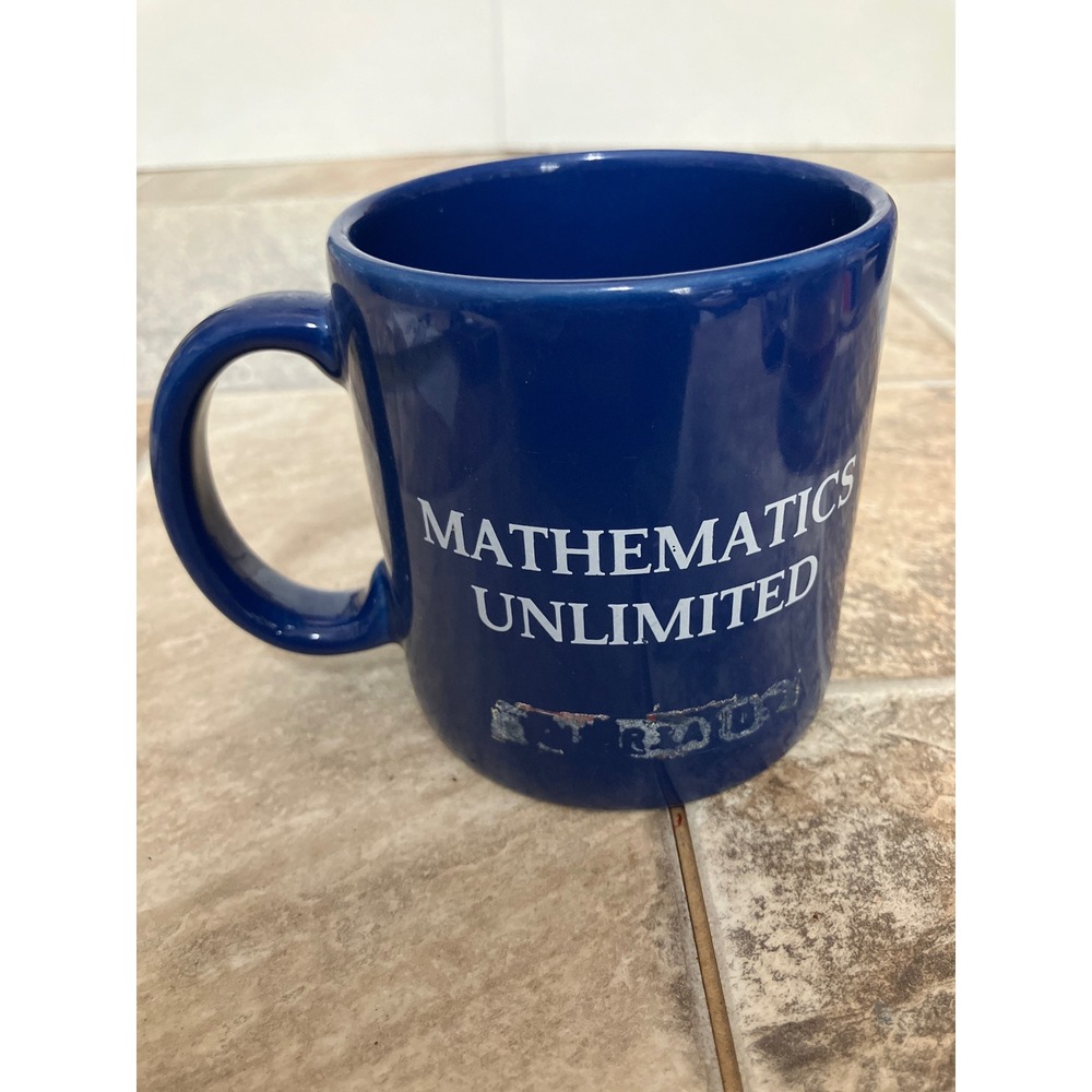 Vintage Holt Rinehart Winston Mathematics Unlimited Owl Coffee Mug Cobalt Blue